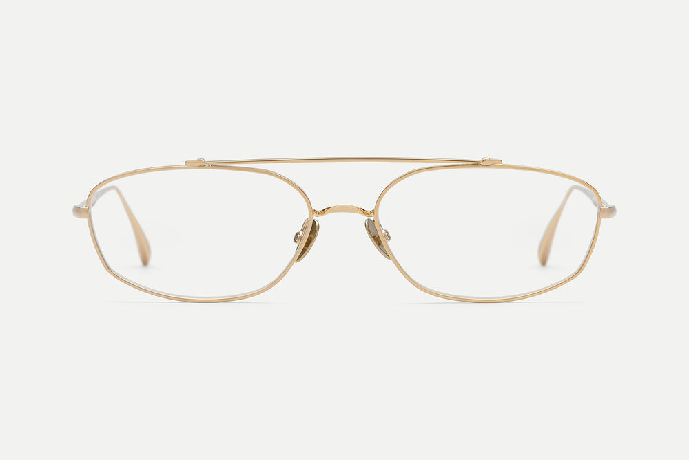 AHLEM Simon Champagne sunglasses showing architectural frame geometry and refined acetate construction